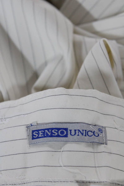 Senso Womens Dress Pants White Striped Polyester Tie Size 46