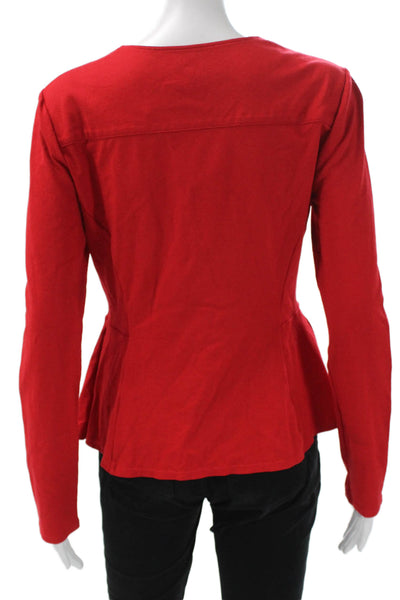 BCBGMAXAZRIA Womens Basic Red Rayon Round Neck Long Sleeve Blouse Size M