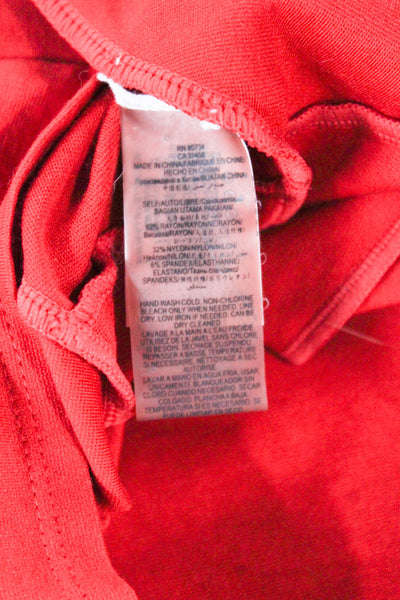 BCBGMAXAZRIA Womens Basic Red Rayon Round Neck Long Sleeve Blouse Size M
