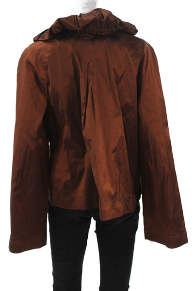 St. John Women Brown Basic Jacket Button Long Sleeve Size L