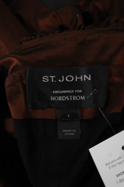 St. John Women Brown Basic Jacket Button Long Sleeve Size L