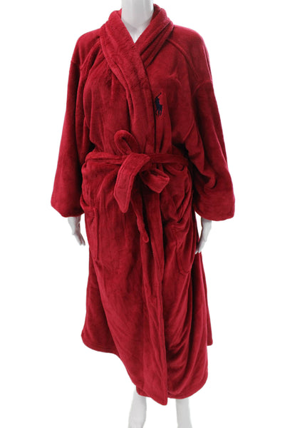 Polo Ralph Lauren Womens Solid Terry Longline Robe Red Size L/XL