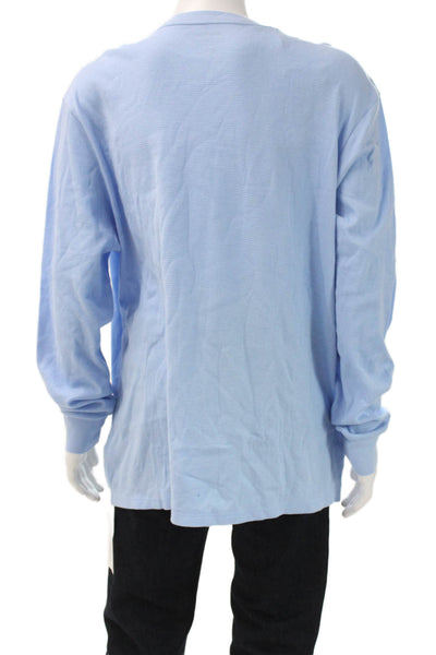 Lacoste Mens Blue Striped Cotton Long Sleeve Crew Neck Pajama Top Size 2XL