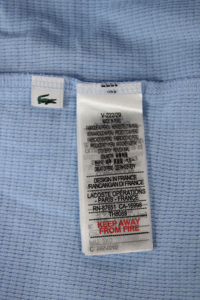 Lacoste Mens Blue Striped Cotton Long Sleeve Crew Neck Pajama Top Size 2XL