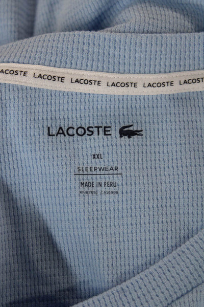 Lacoste Mens Blue Striped Cotton Long Sleeve Crew Neck Pajama Top Size 2XL