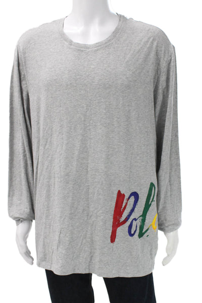 Polo Ralph Lauren Mens Gray Graphic Cotton Long Sleeve Crewneck T-Shirt Size XL