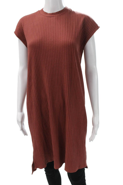 Eileen Fisher Women Shift Dress Brown TENCEL Lyocell Crewneck Sleeveless Size XS