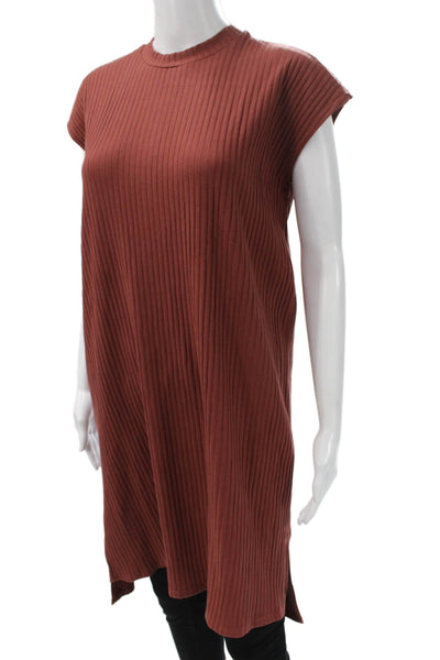 Eileen Fisher Women Shift Dress Brown TENCEL Lyocell Crewneck Sleeveless Size XS