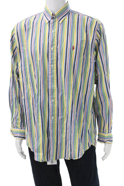 Ralph Lauren Blue Label Mens Striped Button Down Shirt Multi Colored Size Large