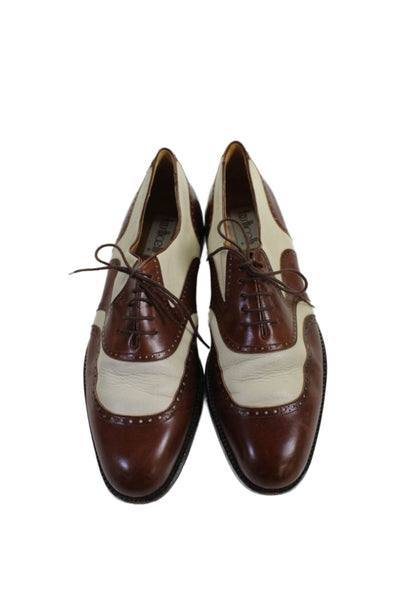 Botticelli Mens Leather Oxford Dress Shoes Brown White Size 11.5 D