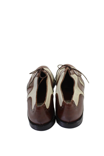 Botticelli Mens Leather Oxford Dress Shoes Brown White Size 11.5 D