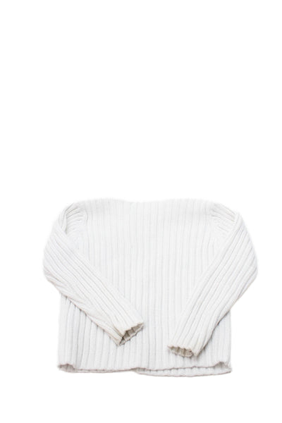 Bonpoint Girls Cotton Crew Neck Button Front Cardigan Sweater Top White Size 4