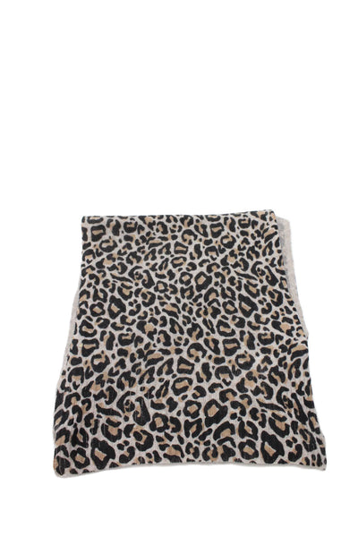 Charter Club Cashmere Womens Cashmere Animal Print Scarf Brown Combo Size OS