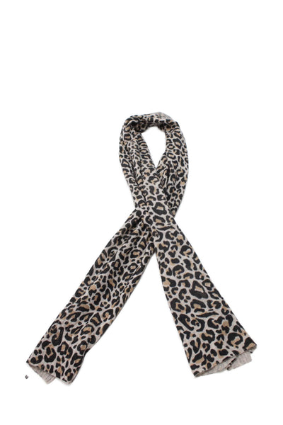 Charter Club Cashmere Womens Cashmere Animal Print Scarf Brown Combo Size OS