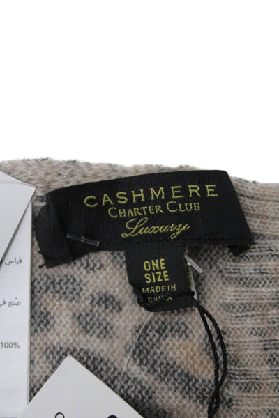 Charter Club Cashmere Womens Cashmere Animal Print Scarf Brown Combo Size OS