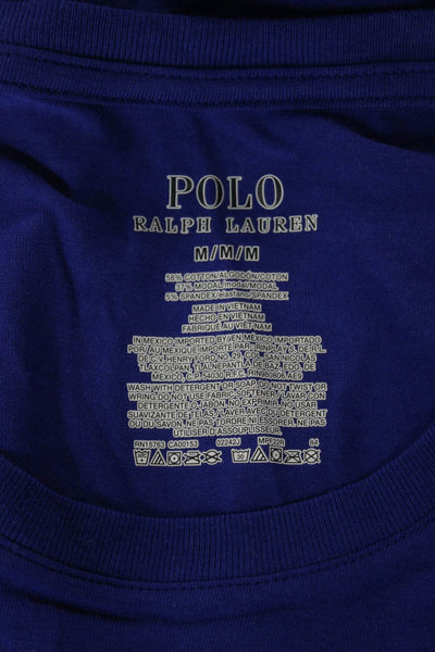 Polo Ralph Lauren Men Blue Cotton Blend Long Sleeve Graphic Shirt Size M