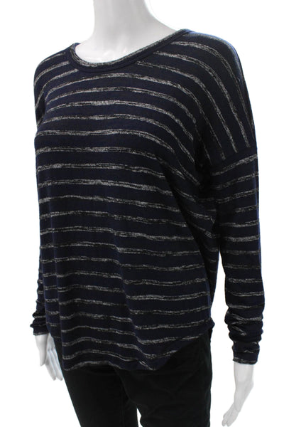 Rag & Bone Womens Blue Striped Scoop Neck Long Sleeve Basic T-Shirt Size S