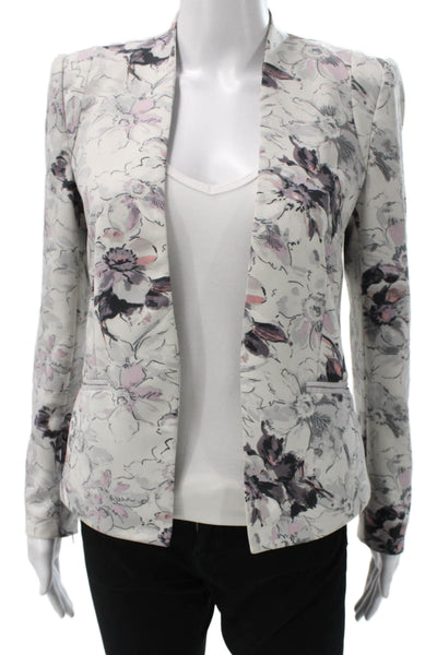 Rebecca Taylor Women Floral Polyester Open Long Sleeve Blazer Multicolor Size 4