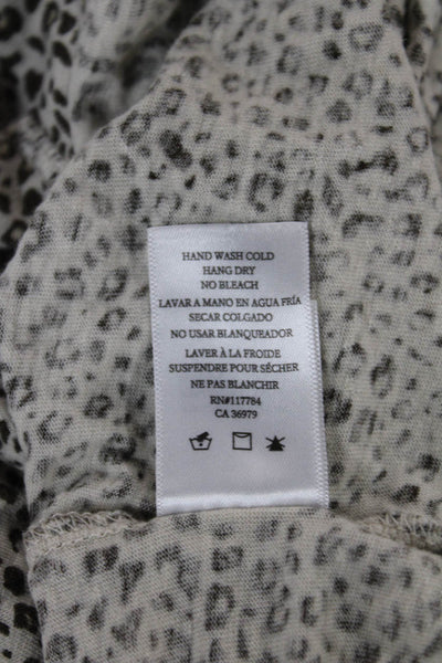 Rails Women Basic Animal Print Linen Blend V Neck Long Sleeve Blouse Size M