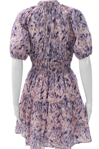 Rails Womens Fit & Flare Dress Multicolor Tie Dye High Neck Short Sleeve Size S