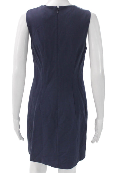 Theory Womens Sheath Dress Blue Viscose Blend Sleeveless Crew Neck Zip Size 4