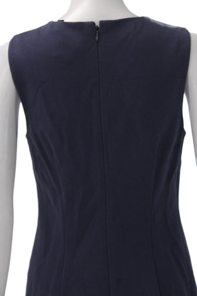 Theory Womens Sheath Dress Blue Viscose Blend Sleeveless Crew Neck Zip Size 4