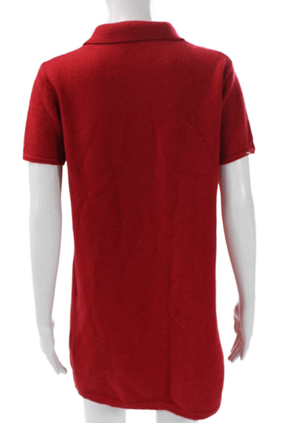 Zara Womens Sweater Dress Red Argyle Collared Short Sleeve Acrylic Size M