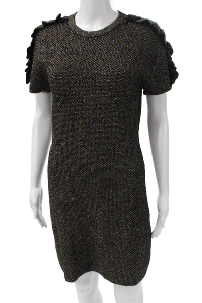 Kenzo Womens Black Viscose Shift Dress Short Sleeve Round Neck Size M