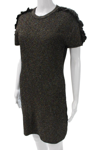 Kenzo Womens Black Viscose Shift Dress Short Sleeve Round Neck Size M