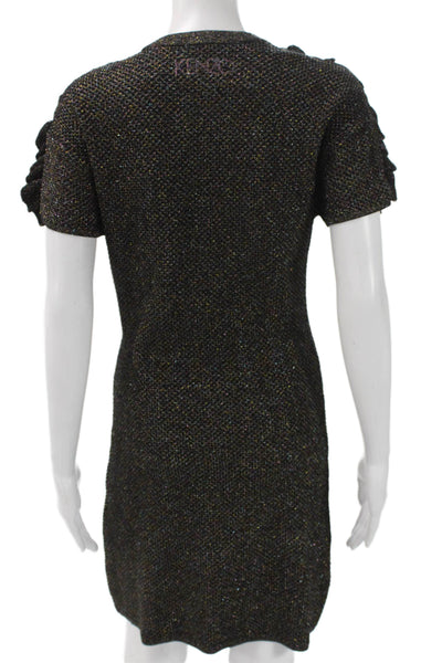 Kenzo Womens Black Viscose Shift Dress Short Sleeve Round Neck Size M
