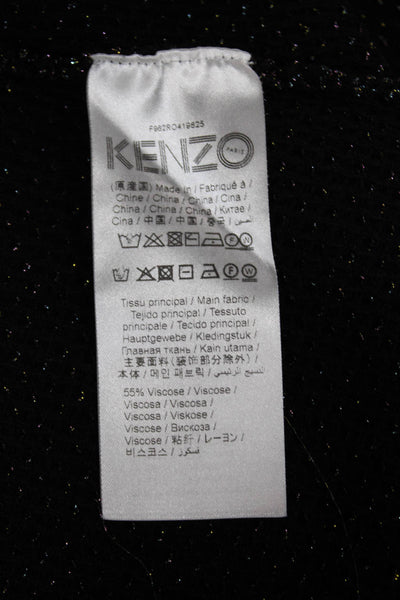 Kenzo Womens Black Viscose Shift Dress Short Sleeve Round Neck Size M