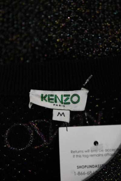 Kenzo Womens Black Viscose Shift Dress Short Sleeve Round Neck Size M