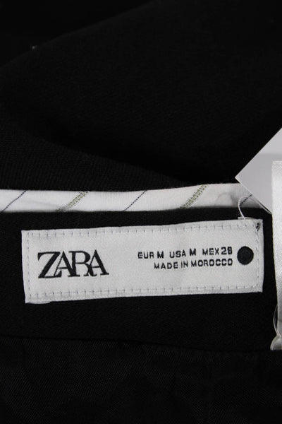 Zara Women Wrap Skirt Black Polyester Short Zip Size M