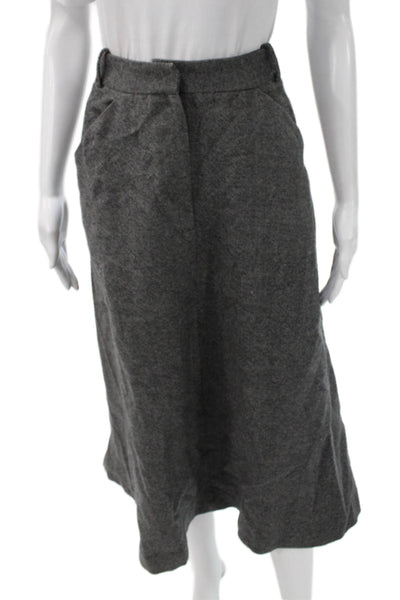 Zara Women A-Line Midi Skirt Gray Polyester Button Closure Size L