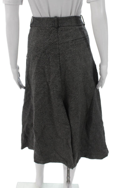 Zara Women A-Line Midi Skirt Gray Polyester Button Closure Size L