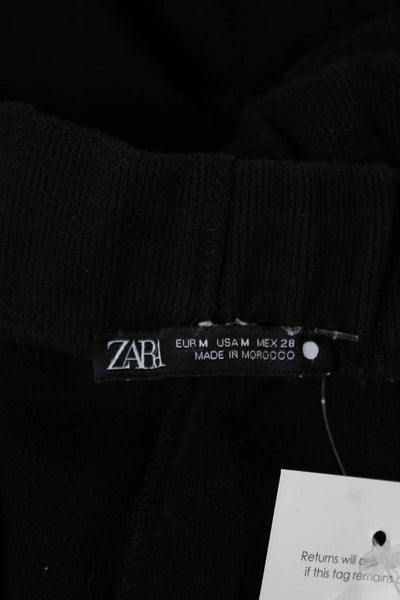 Zara Women Straight Pencil Skirt Black Polyester Blend Long Pull On Size M