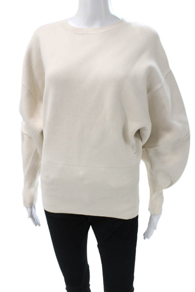 Zara Women Ivory Crew Neck Long Sleeve Pullover Sweater Size L