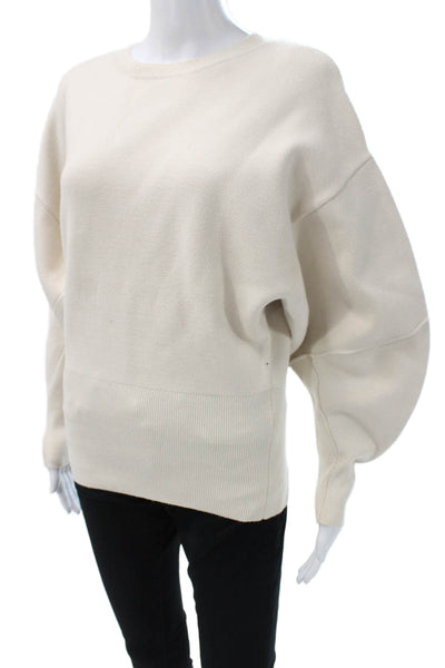 Zara Women Ivory Crew Neck Long Sleeve Pullover Sweater Size L