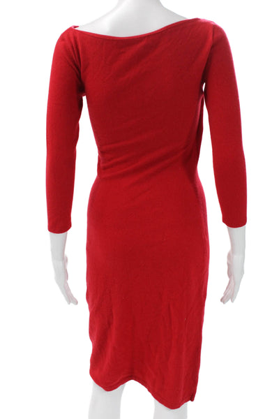 Ralph Lauren Women Red Cashmere Sheath Dress 3/4 Sleeve Size S
