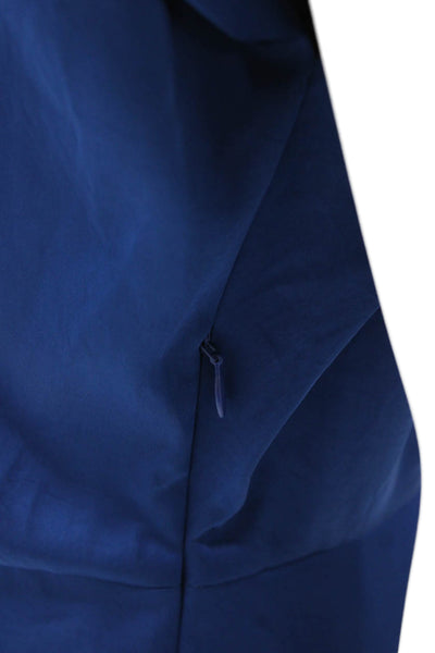 MM. La Fleur Womens Sheath Dress Blue Satin Boat Neck Short Sleeve Size 4