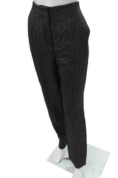 Pardington Collection Womens Dress Pants Gray Linen Herringbone Zip Size 8