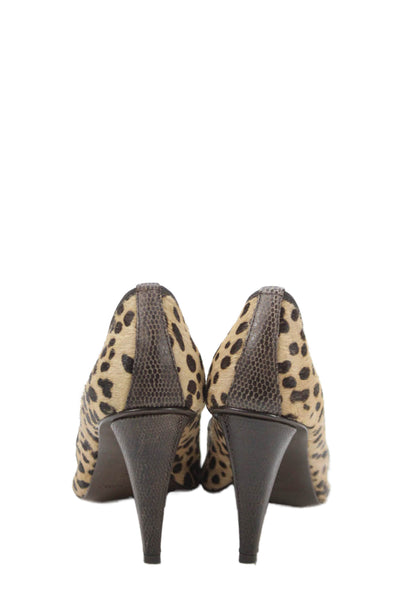 Donald J Pliner Womens Animal Print Peep Toe Pumps Brown Size 7.5 Medium