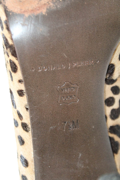 Donald J Pliner Womens Animal Print Peep Toe Pumps Brown Size 7.5 Medium