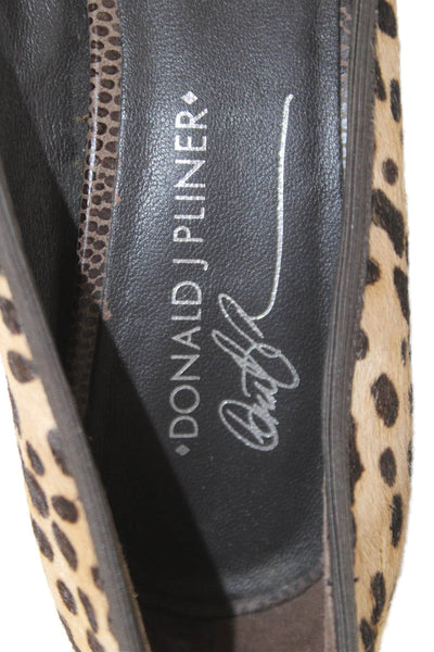 Donald J Pliner Womens Animal Print Peep Toe Pumps Brown Size 7.5 Medium