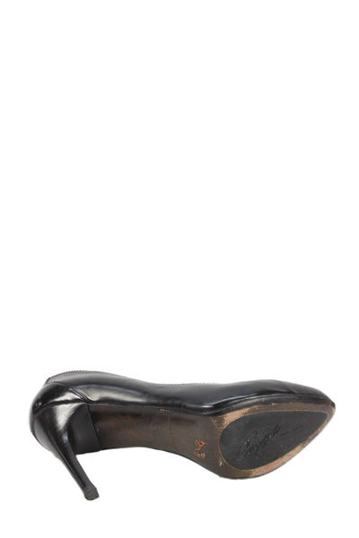 Donald J Pliner Womens Leather Slide On High Heel Pumps Black Size 7.5 Medium