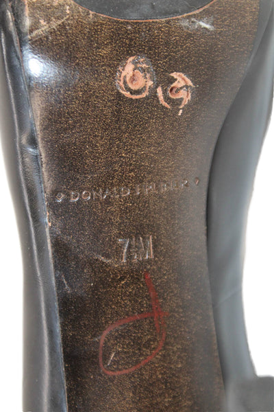 Donald J Pliner Womens Leather Slide On High Heel Pumps Black Size 7.5 Medium