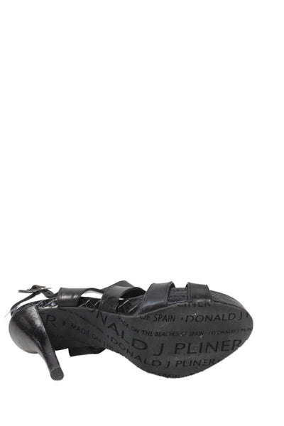 Donald J Pliner Womens Leather Slingbacks Sandal Heels Black Size 7.5 Medium