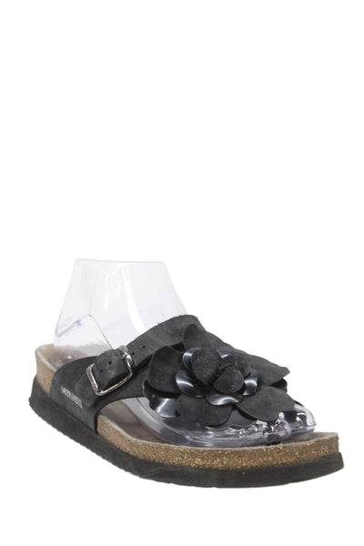 Mephisto Womens Leather Floral Applique Sandals Black Size 38 8