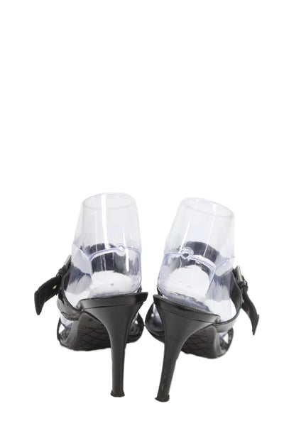 Donald J Pliner Womens Patent Leather Slide On Heels Black Size 7.5 Medium