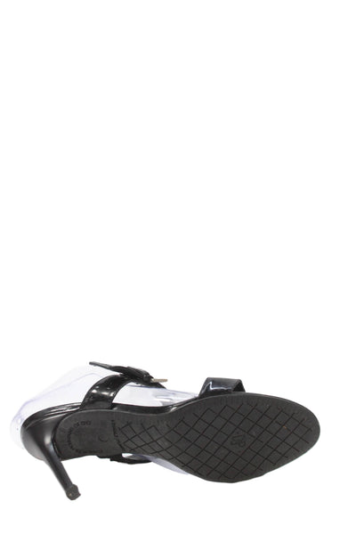 Donald J Pliner Womens Patent Leather Slide On Heels Black Size 7.5 Medium